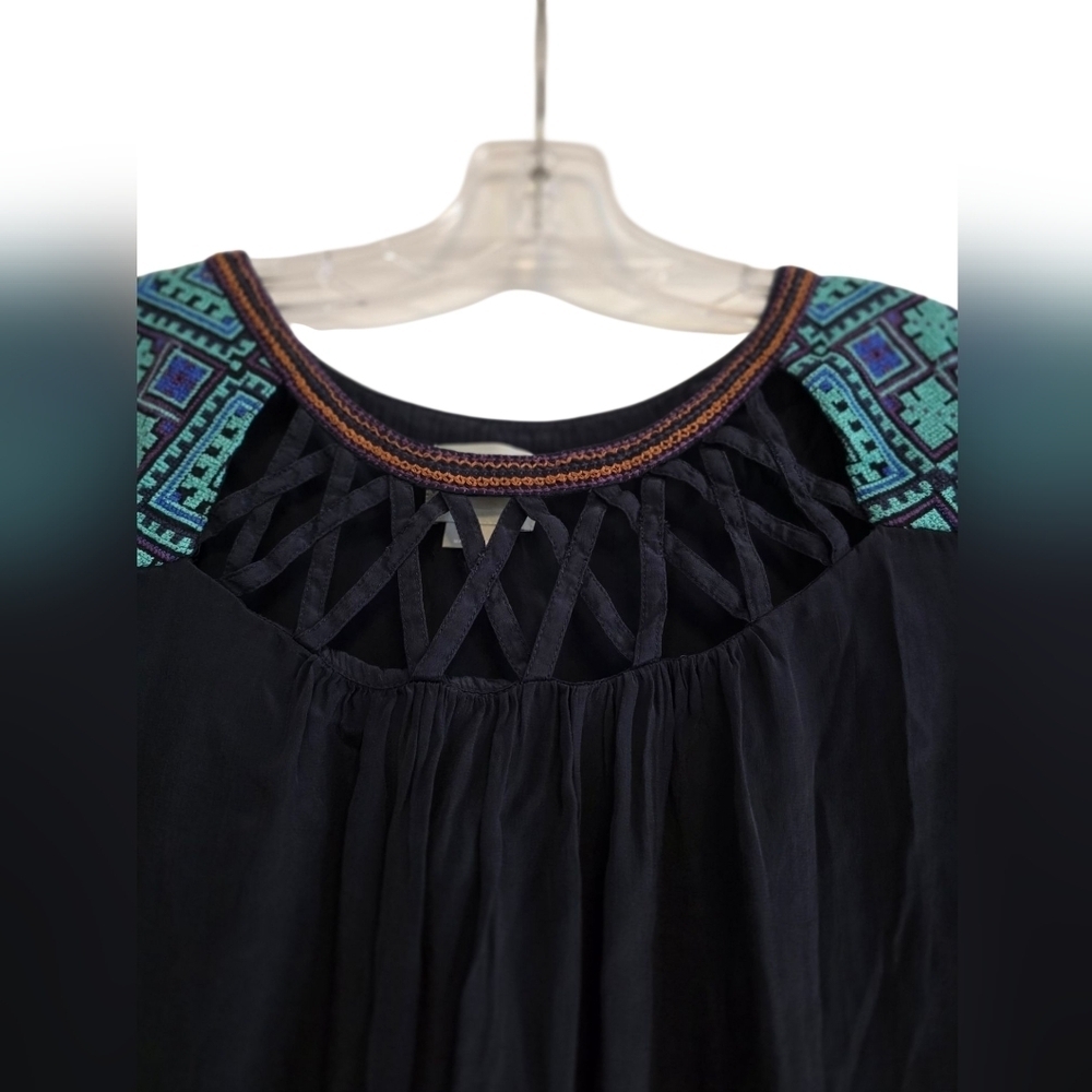 Maeve Black and Blue Cut Out Embroidered Tunic size 10P - Picture 4 of 5
